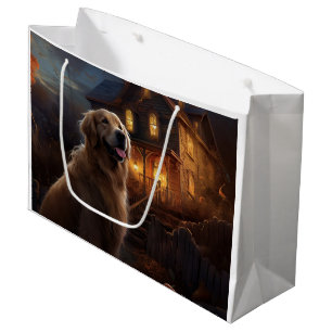 Sacola Para Presentes Grande Ouro Retriever Halloween Ascariado