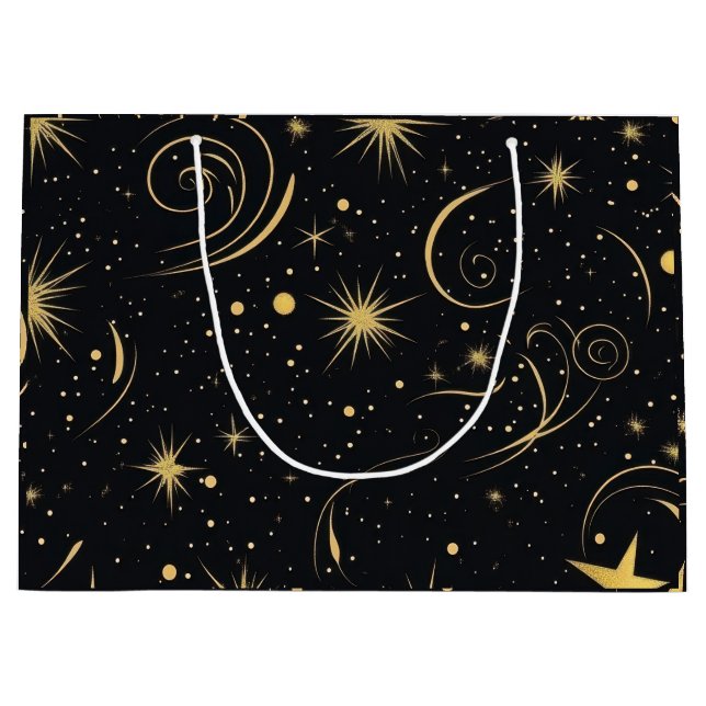 Sacola Para Presentes Grande Ouro Star Gift Bag (Frente)