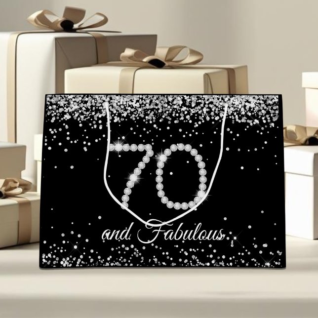 Sacola Para Presentes Grande Ouros Elegantes 70 e Fabuloso (70 and fabulous Diamonds gift bag)