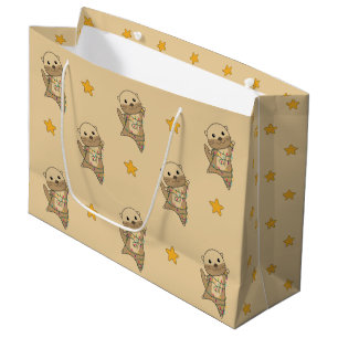 Sacola Para Presentes Grande Outras neves Natal Animais de inverno Lontra Gi Gr