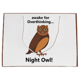 Sacola Para Presentes Grande Overthinking Night Owl Funny