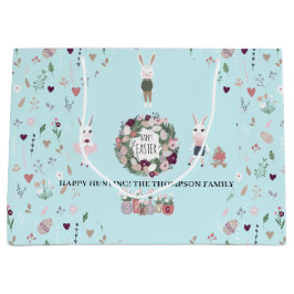 Sacola Para Presentes Grande Ovos Coelhinhos Flores Selvagens Personalizadas Pá