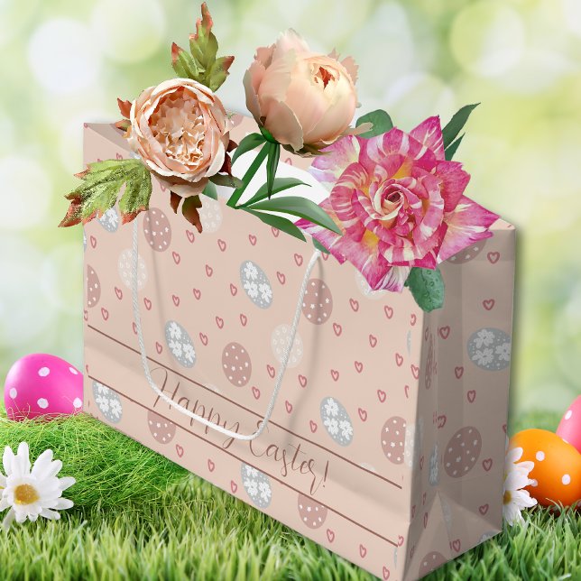 Sacola Para Presentes Grande Ovos de Páscoa Delícia (Easter eggs Hearts Delight Large Gift Bag)