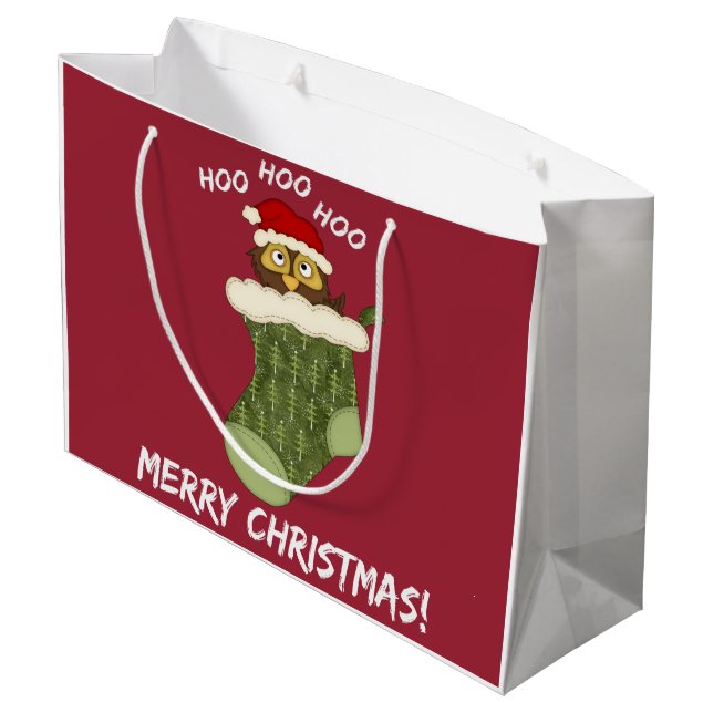 Sacola Para Presentes Grande OwlHooHooChristmas (Verso inclinado)