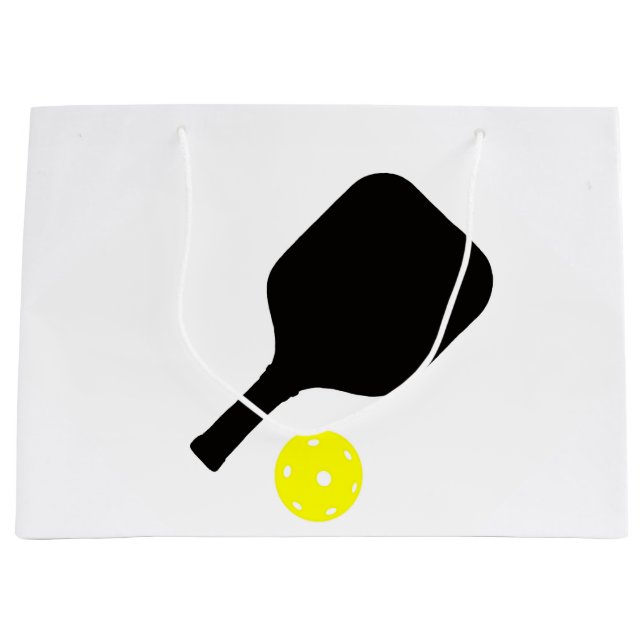 Sacola Para Presentes Grande Pá e bola de picleball (Frente)