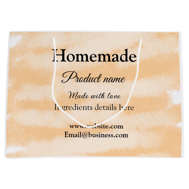 Sacola Para Presentes Grande Padaria caseira feita com amor adicione texto site (Frente)