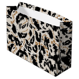 Sacola Para Presentes Grande Padrão Abstrato de Leopardo Africano Boêmio