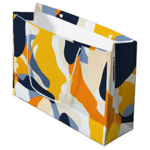 Sacola Para Presentes Grande Padrão Abstrato Orgânico Ousado em Azul Marinho, A