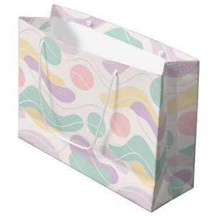 Sacola Para Presentes Grande Padrão Abstrato Seamless Pastel Ondas e Círculos