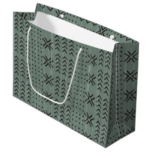 Sacola Para Presentes Grande Padrão Africano de Mudo Verde Moderno