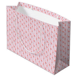 Sacola Para Presentes Grande Padrão Aleatório de Pássaro Flamingo Rosa