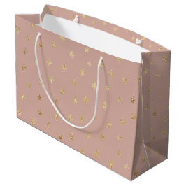 Sacola Para Presentes Grande Padrão Boho Estrelas Douradas Bege D6AEA3