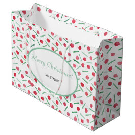 Sacola Para Presentes Grande Padrão Boho Vermelho e Verde Moderno