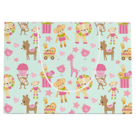 Sacola Para Presentes Grande Padrão bonito com animais e brinquedos felizes