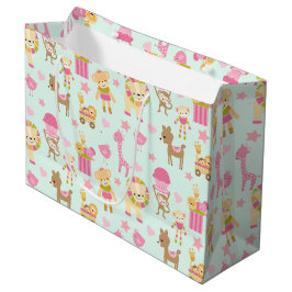 Sacola Para Presentes Grande Padrão bonito com animais e brinquedos felizes