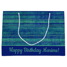 Sacola Para Presentes Grande Padrão bonito de faixas verdes e verdes