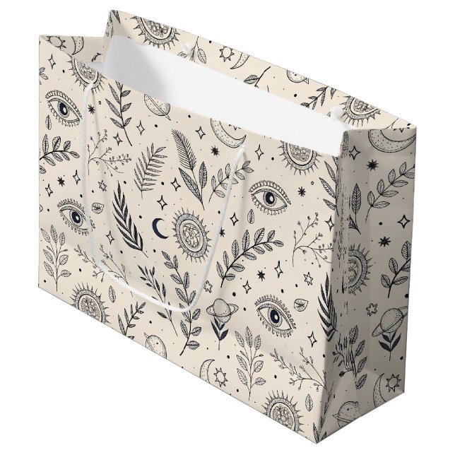 Sacola Para Presentes Grande Padrão Botânico Celestial (5) (Frente inclinada)