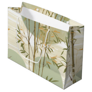Sacola Para Presentes Grande Padrão Botânico Floresta de Bambu Zen (3)