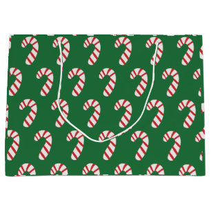 Sacola Para Presentes Grande Padrão Candy Cane