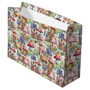 Sacola Para Presentes Grande Padrão Caprichoso de Cabana de Cogumelo (1)
