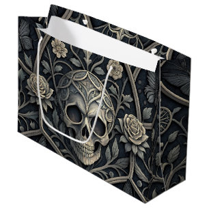 Sacola Para Presentes Grande Padrão Celestial Floral Caveira Gótica (2)
