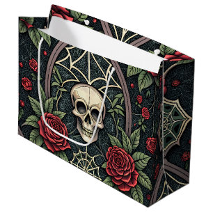 Sacola Para Presentes Grande Padrão Celestial Floral de Caveira Gótica (3)