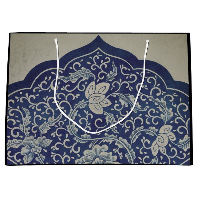 SACOLA PARA PRESENTES GRANDE PADRÃO CHINÊS DO SACO DE PRESENTE PRETO E AZUL (Frente)