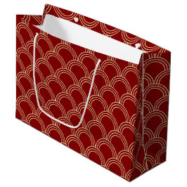 Sacola Para Presentes Grande Padrão Chinês Tradicional Vermelho e Dourado