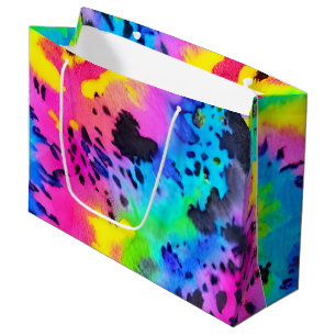 Sacola Para Presentes Grande Padrão Colorido de Cheetah Tye Dye