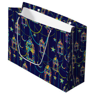 Sacola Para Presentes Grande Padrão colorido dos símbolos Ramadã