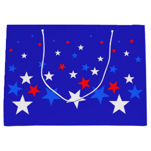 Sacola Para Presentes Grande Padrão das estrelas azul, vermelha e branca