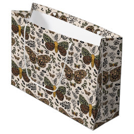 Sacola Para Presentes Grande Padrão de Abstrato de flores silvestres da Boêmia