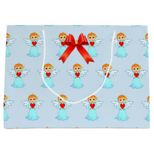 Sacola Para Presentes Grande Padrão de anjo fofo