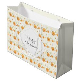 Sacola Para Presentes Grande Padrão de aquarela de Natal laranja bege fofo