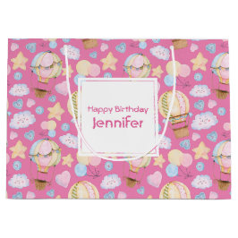 Sacola Para Presentes Grande Padrão de Aquarela do Balão de Ar Quente