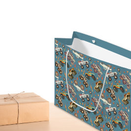 Sacola Para Presentes Grande Padrão de Aquarela dos Modernos Monstros Blue Boys