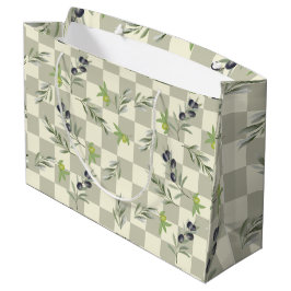 Sacola Para Presentes Grande Padrão de aquarela em verde Sage Francês Chic Oliv