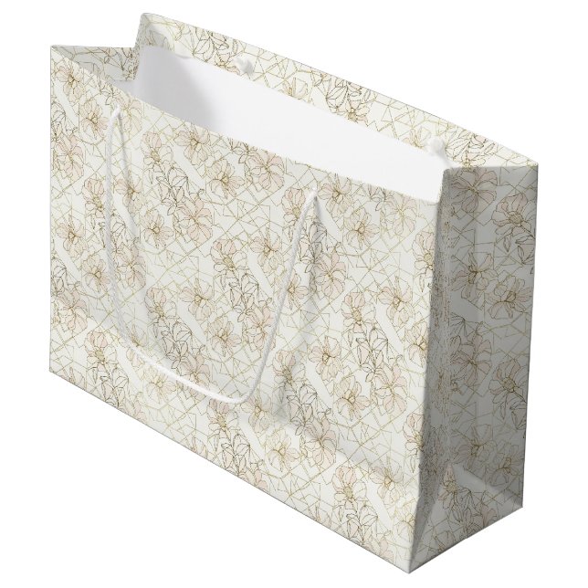 Sacola Para Presentes Grande Padrão de Arte de Linha Botânica Minimalista (1) (Frente inclinada)