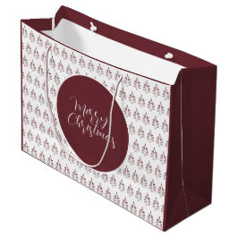 Sacola Para Presentes Grande Padrão de Árvore de Natal Borgonha