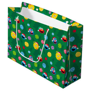 Sacola Para Presentes Grande Padrão de Árvore de Natal da Rua Sésamo