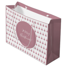 Sacola Para Presentes Grande Padrão de árvore de Natal ombre rosa elegante