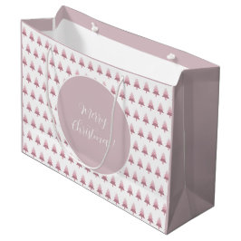 Sacola Para Presentes Grande Padrão de árvore de Natal ombre rosa elegante