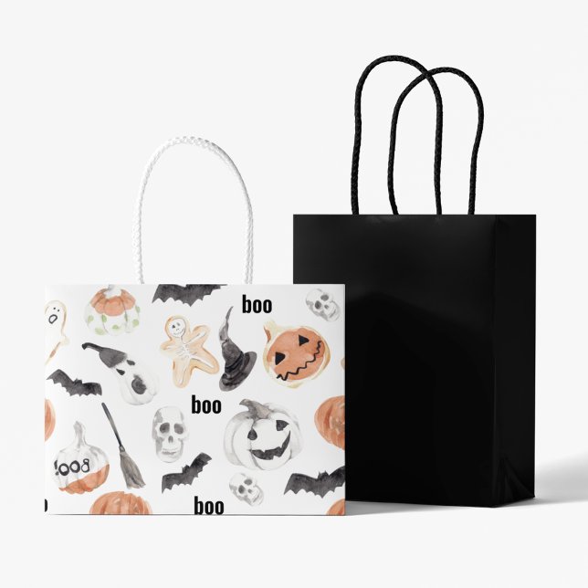 Sacola Para Presentes Grande Padrão de Assustação Colorida do Halloween |Feliz  (Criador carregado)
