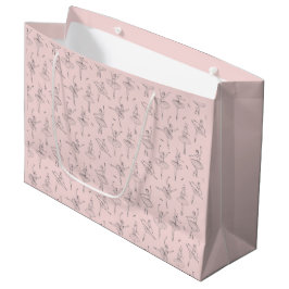 Sacola Para Presentes Grande Padrão de Bailarina Rosa e Prata