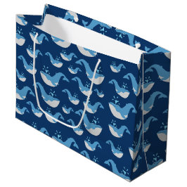 Sacola Para Presentes Grande Padrão de Baleia do Oceano Azul Profundo