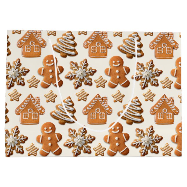 Sacola Para Presentes Grande Padrão de Biscoitos de Gengibre (Verso)