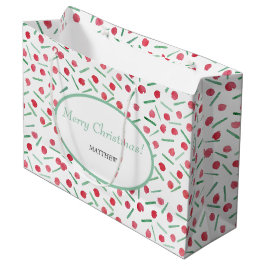 Sacola Para Presentes Grande Padrão De Boho Vermelho E Verde Moderno