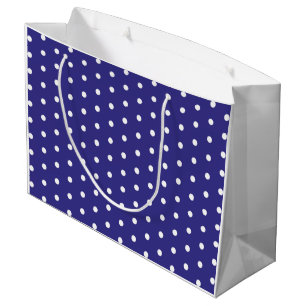 Sacola Para Presentes Grande Padrão de Bolinhas Azul e Branco