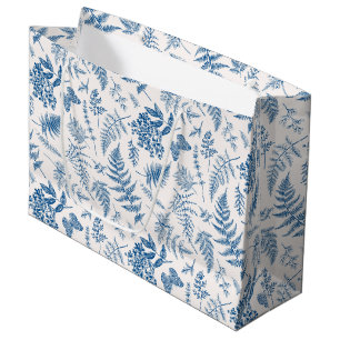 Sacola Para Presentes Grande Padrão de Borboleta Azul Jardim e Jardim Floral