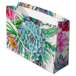 Sacola Para Presentes Grande Padrão de Cactos